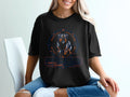 Black t-shirt with Australian Shepherd graphic featuring text: DIRECTIVE: PERIMETER OPTIMIZATION, COVERAGE: MAXIMUM.