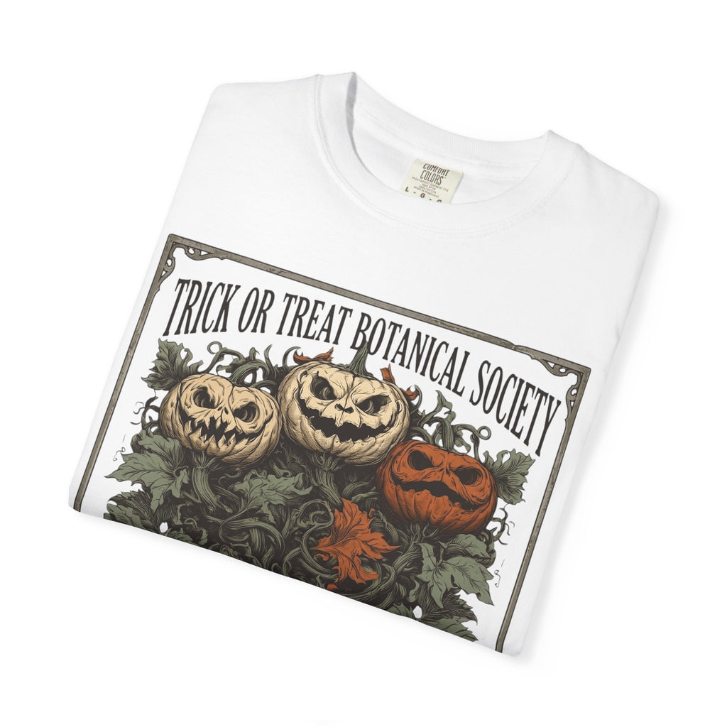 Trick or Treat Botanical Society T-Shirt - Vintage Spooky Halloween Pumpkin Graphic Tee - Gothic Autumn Apparel