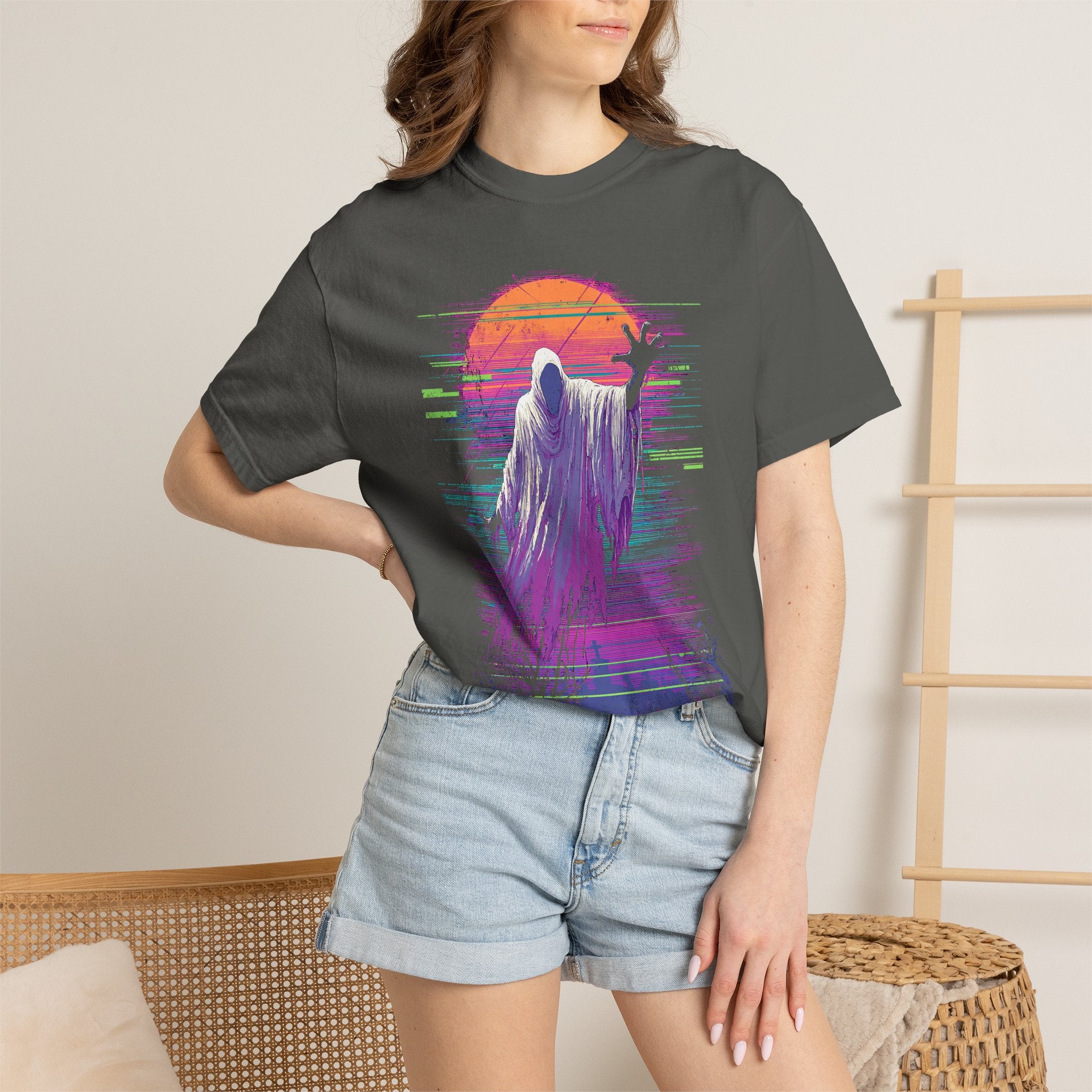 Grim Reaper Sunset T-Shirt — Vaporwave Goth Graphic Tee