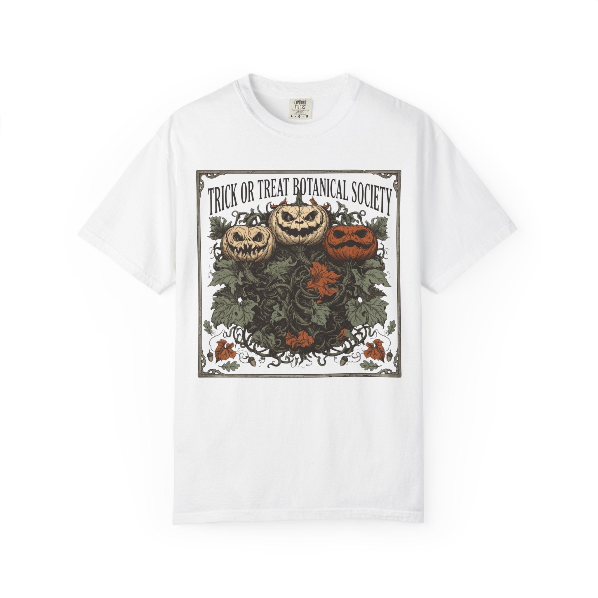 Trick or Treat Botanical Society T-Shirt - Vintage Spooky Halloween Pumpkin Graphic Tee - Gothic Autumn Apparel