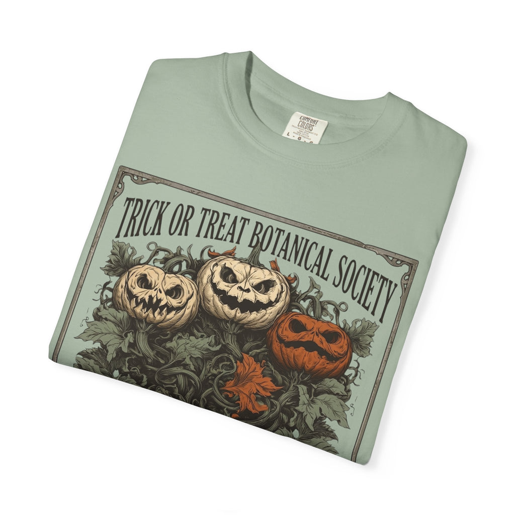 Trick or Treat Botanical Society T-Shirt - Vintage Spooky Halloween Pumpkin Graphic Tee - Gothic Autumn Apparel