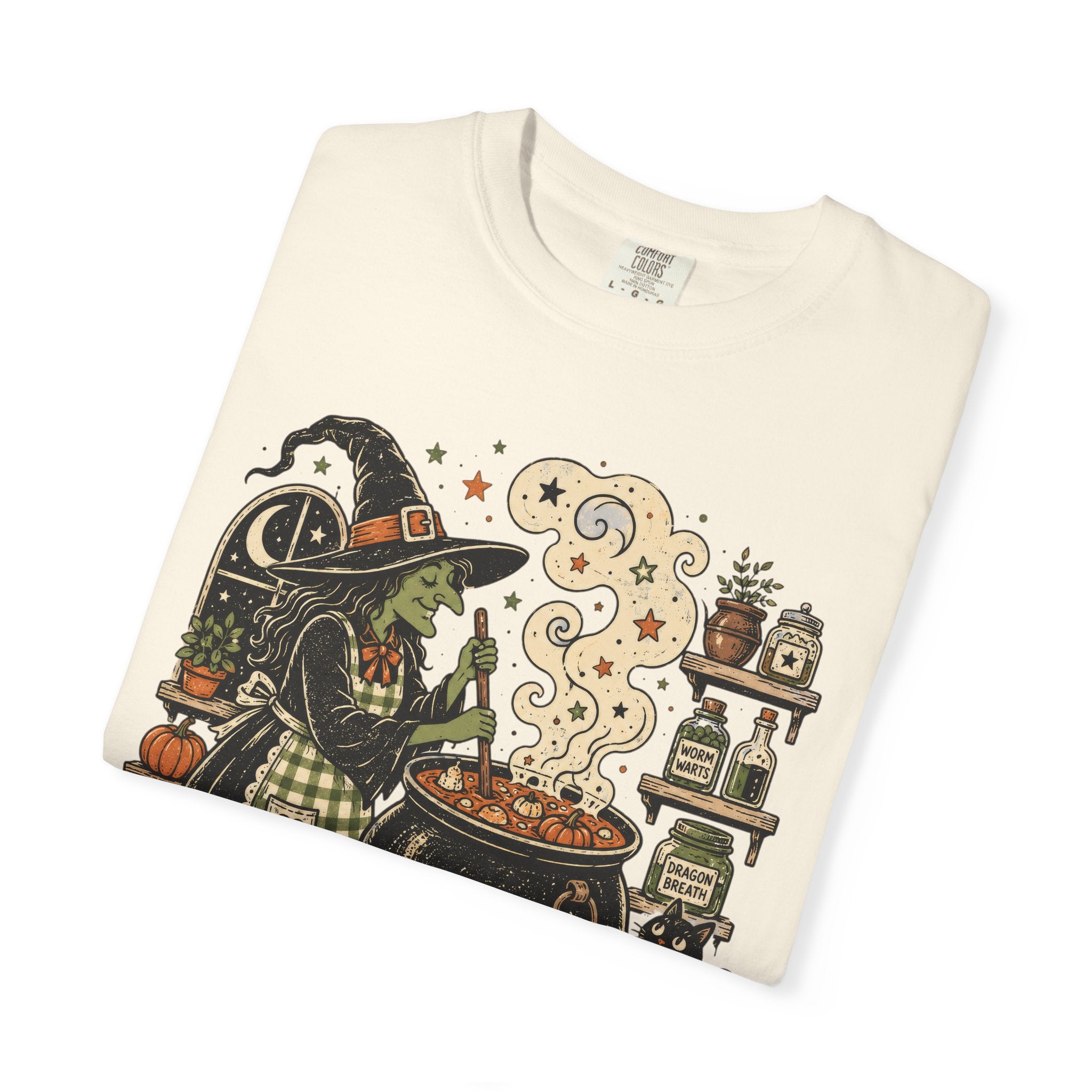 Soup Spells & Solitude Vintage Witch T-Shirt - Cozy Halloween Introvert Tee