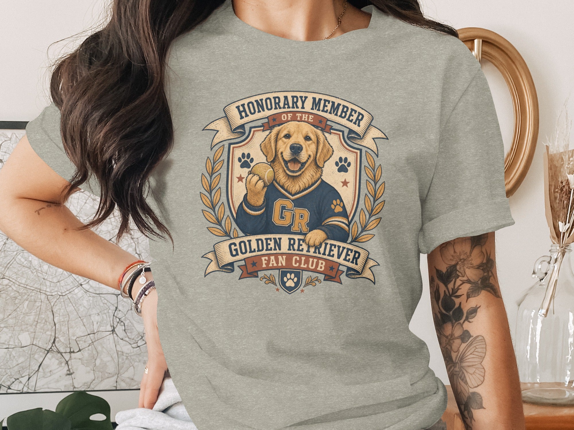 Golden Retriever honorary member of the fan club graphic t-shirt.