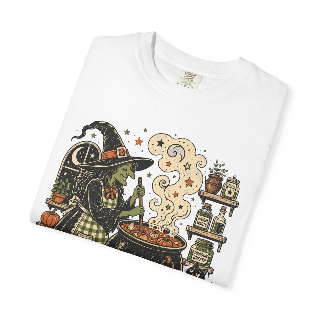 Soup Spells & Solitude Vintage Witch T-Shirt - Cozy Halloween Introvert Tee