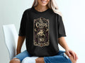 Black t-shirt with a fortune teller design saying "The Cards Say No."