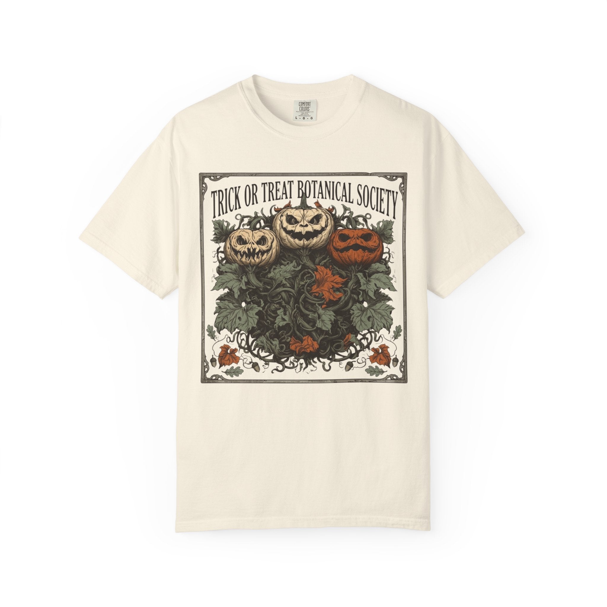 Trick or Treat Botanical Society T-Shirt - Vintage Spooky Halloween Pumpkin Graphic Tee - Gothic Autumn Apparel