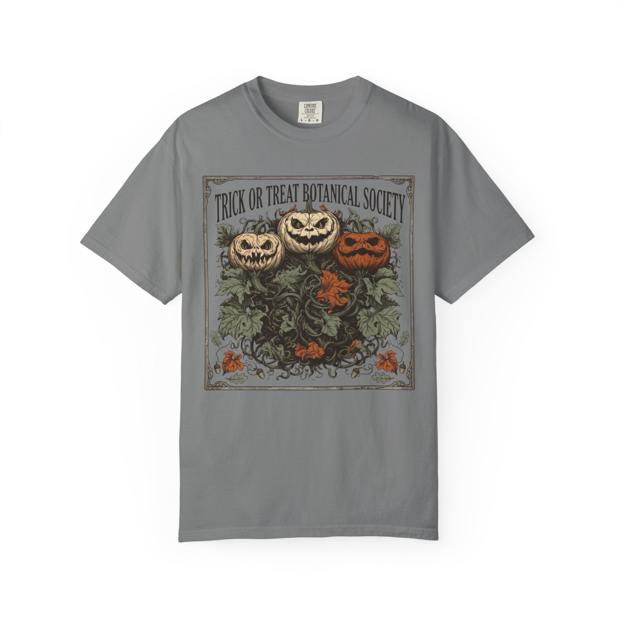 Trick or Treat Botanical Society T-Shirt - Vintage Spooky Halloween Pumpkin Graphic Tee - Gothic Autumn Apparel