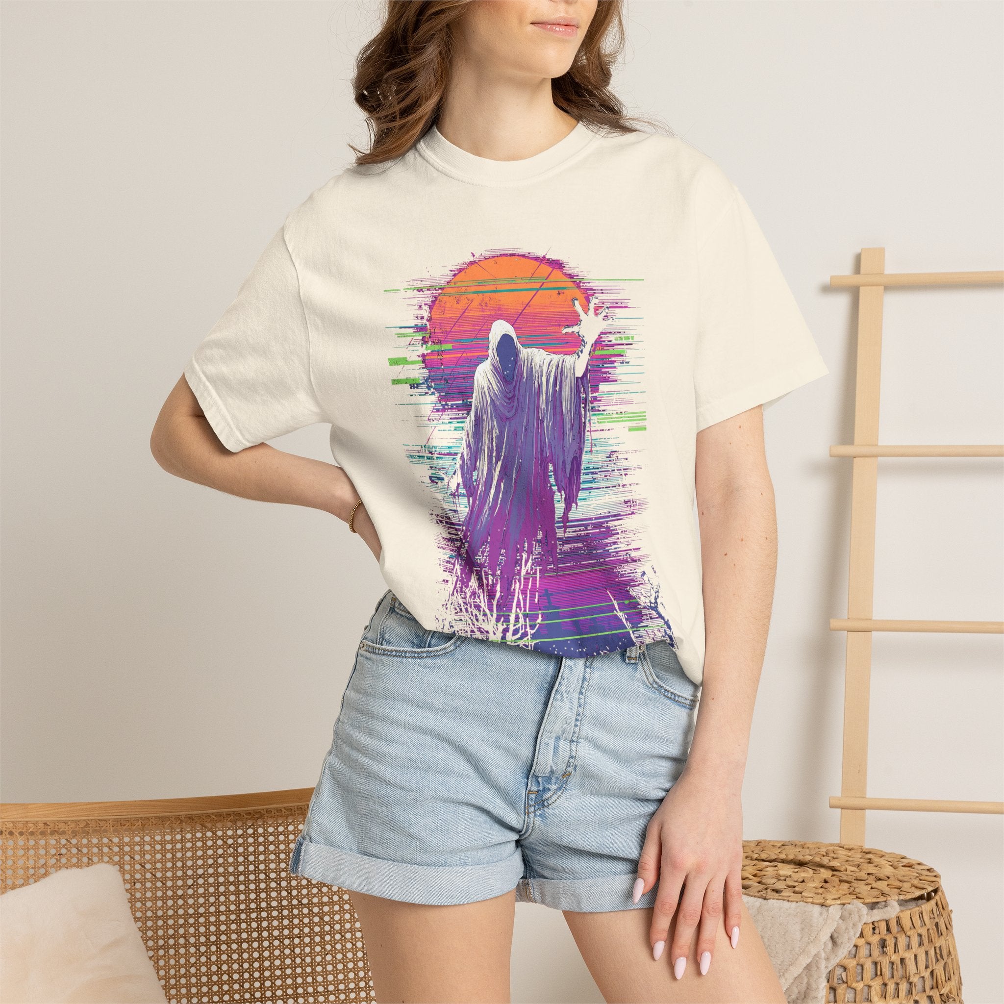 Grim Reaper Sunset T-Shirt — Vaporwave Goth Graphic Tee