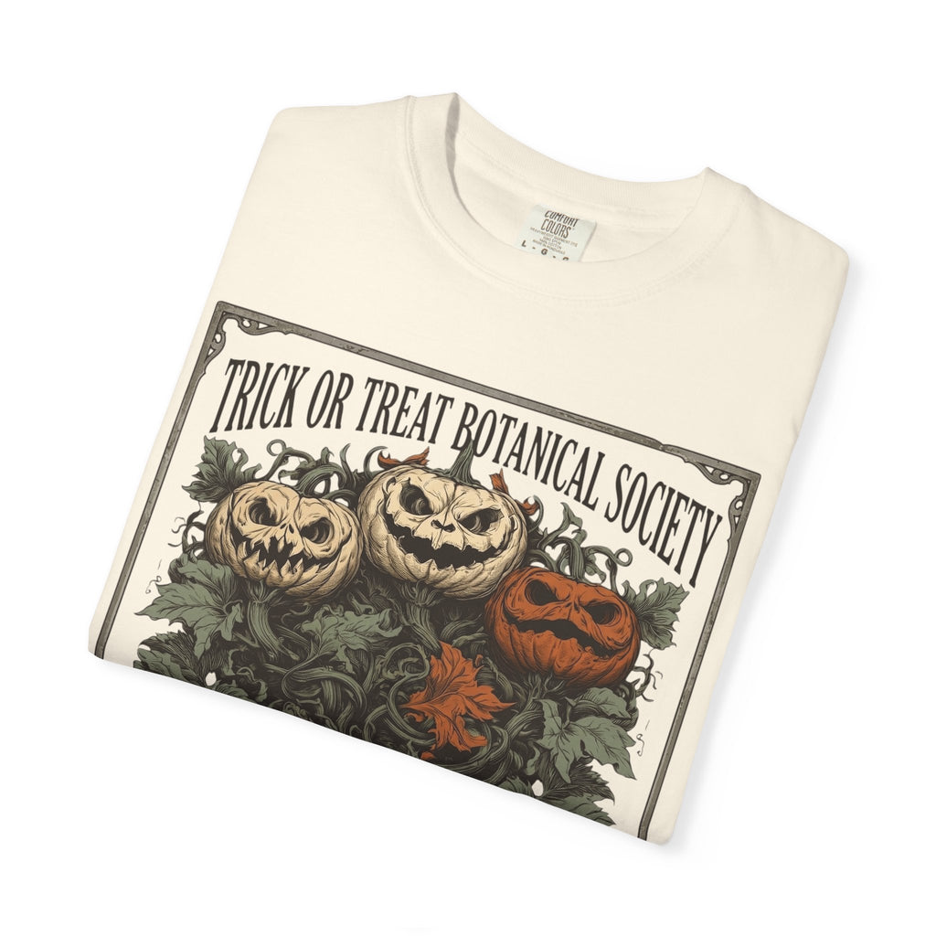 Trick or Treat Botanical Society T-Shirt - Vintage Spooky Halloween Pumpkin Graphic Tee - Gothic Autumn Apparel
