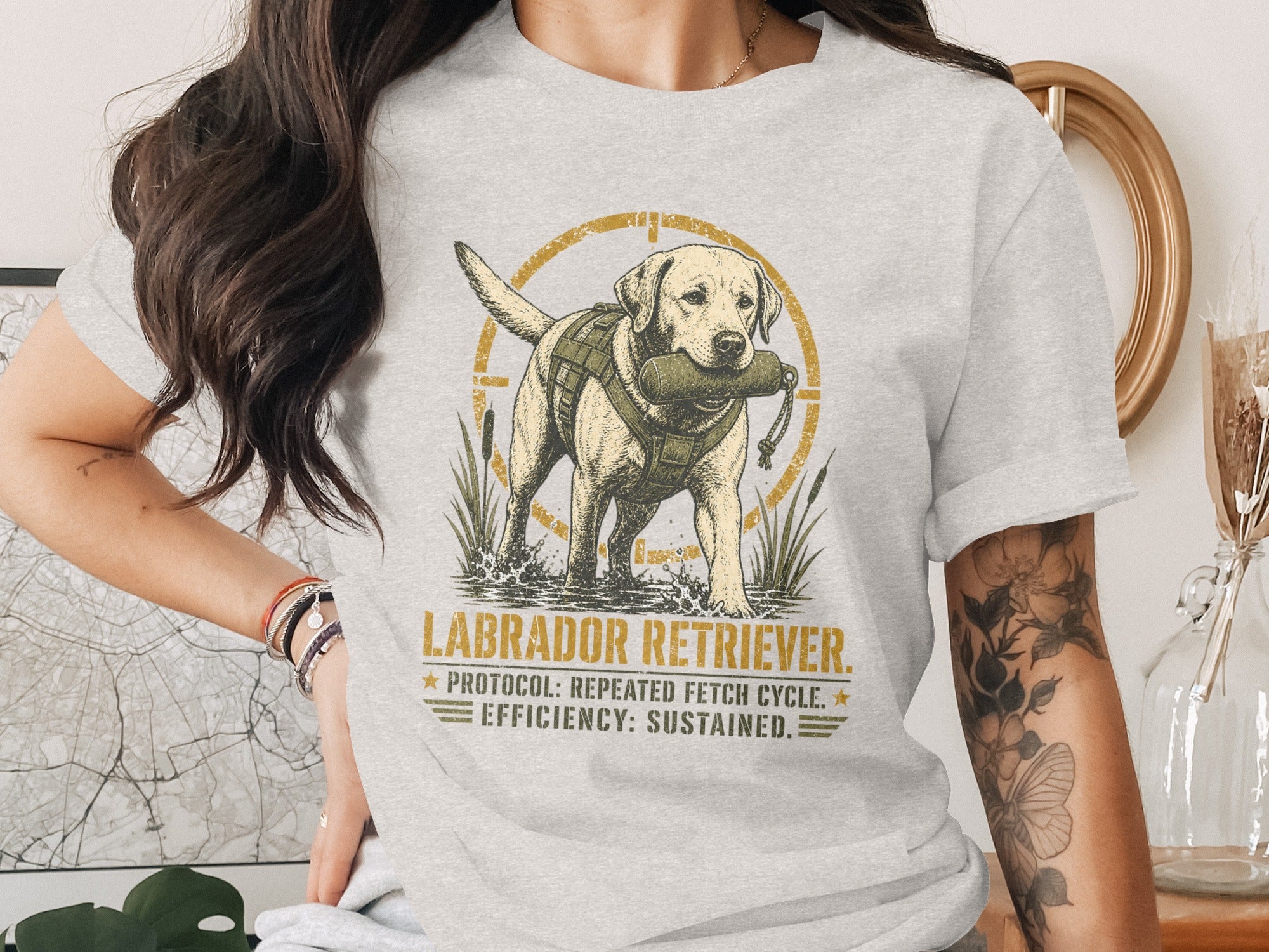 Labrador retriever in water with fetch toy, text about fetch cycles.