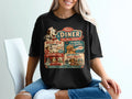 Black t-shirt with Fido's Diner dog menu specials graphic.